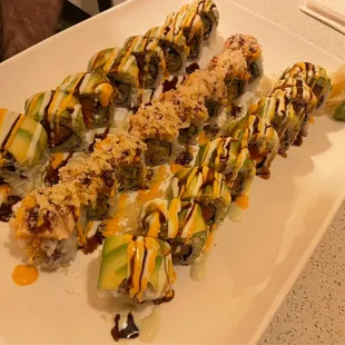a plate of sushi on a table