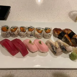 spicy salmon, hamachi, maguro, unagi