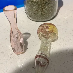 Weed and 2 beautiful pieces of pipe