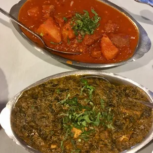 Lamb Vindaloo and Saag Paneer