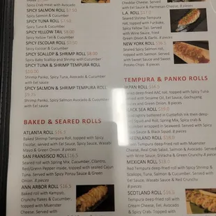menu