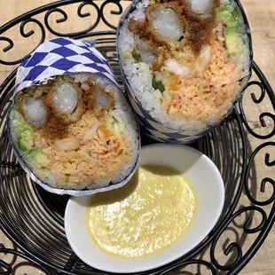 Shrimp festival sushi burrito