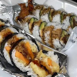 Sweet potato roll, shrimp tempura roll
