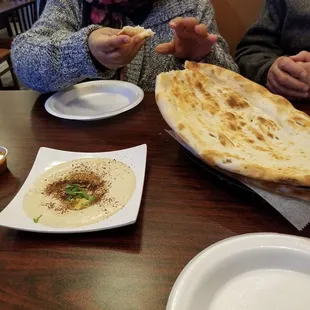 Naan and hummus.