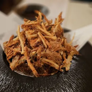Veggie Tempura. This was more of a unique interpretation with a mixed, battered variety of vegetables all cooked together.
