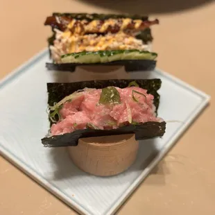 Top - Lars hand roll Bottom - Negi toro hand roll