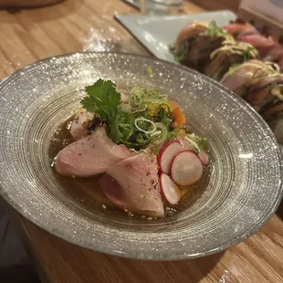 Hamachi Carpaccio Tara Kasuzuke