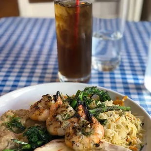 grilled shrimp platter, fresh mint tea, perfect day