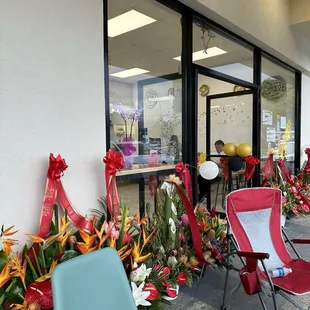 Entry with floral arrangements on Day 1