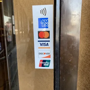 Cash only even though this is on their door