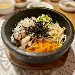 a bowl of food on a table