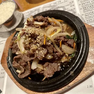 a dish of beef and vegetables