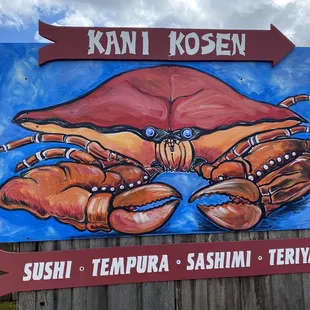 a crab on a sign