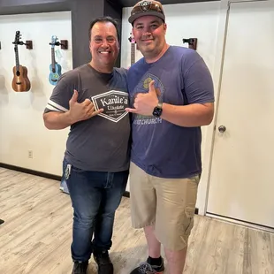 Joe Souza, the owner, and Daniel Langley, my husband and an amazing ukulele player