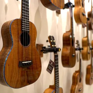 Some limited edition and one-of-a-kind instruments are on display.