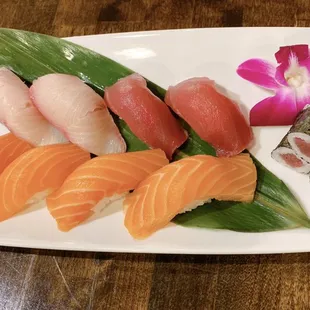Yellow tail , ahi tuna, fresh salmon