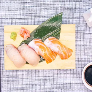 Yellowtail and Salmon Nigiri