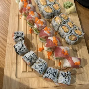 Spicy Yellowtail Roll, spicy tuna role, and speciality role.