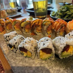 Top: Tool Box Roll Bottom: Tuna Mango Avocado Roll