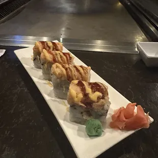 Hot crab sushi roll