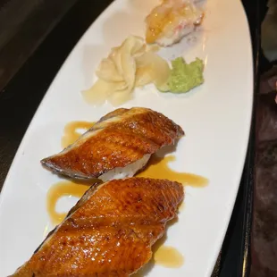 River eel and sweet prawn nigiri