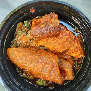 Efo riro with assorted meat to go