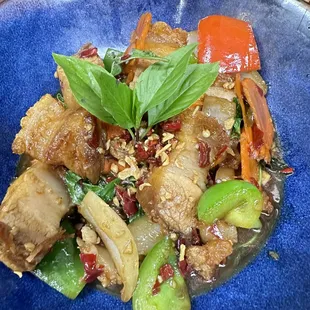 Thai basil crispy pork.