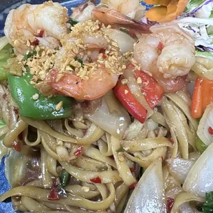 Drunken pasta with shrimp.