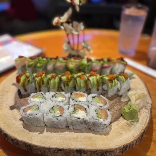 Dragon Roll, Philly Roll, Hamachi Wonder Roll