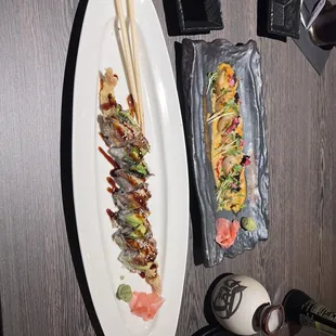 Dragon roll &amp; uni scallops