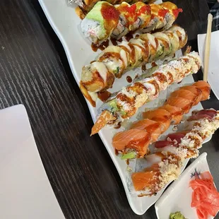 sashimi, sushi, sushi and sashimi, food
