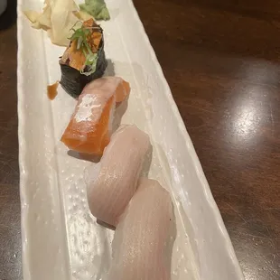 Ankimo, salmon belly, hamachi belly (2)