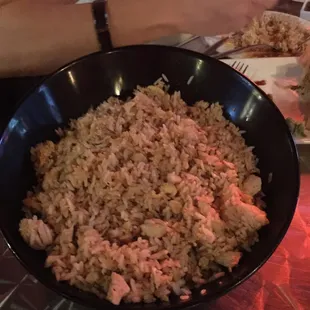 This is the size of a large chicken fried rice and also the size for the kids meal chicken fried rice. Huge portions!