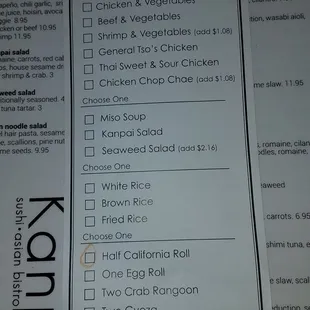 menu