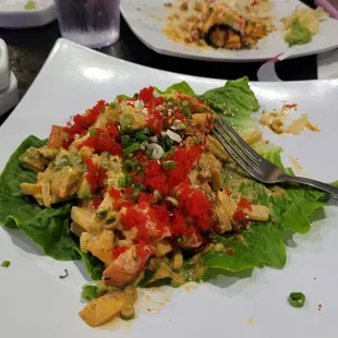 A very inedible mermaid salad as it was too hot to eat.
