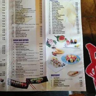 Menu Sushi &amp; Sashimi