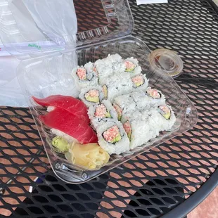 Two California Rolls and Tuna Roll
