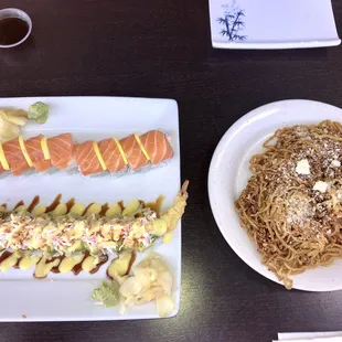 49ers Roll, Sugar Mama Roll, and Side of Garlic Noodles.