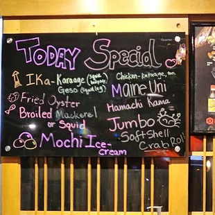 Today&apos;s Specials Board