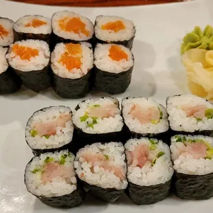 Salmon roll and yellowtail roll
