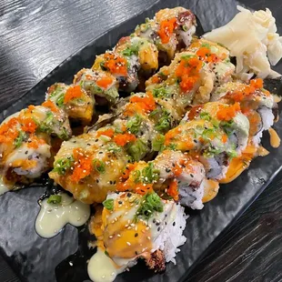 a plate of sushi