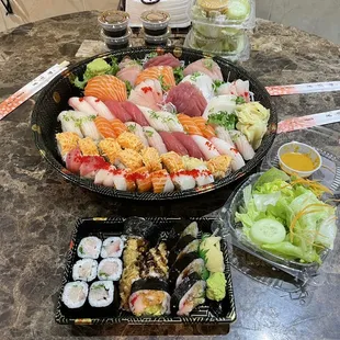 sashimi, sushi, sushi and sashimi, food