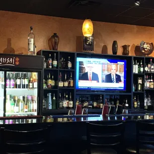 a television and bar