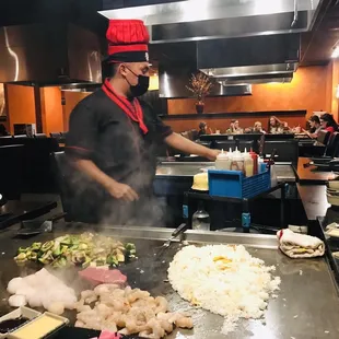 a chef preparing food