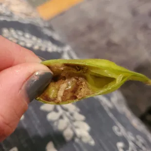 the inside of a banana pod