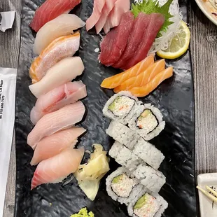 Combination sushi and sashimi