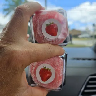 Strawberry mochi  (I think there's some white bean inside)