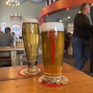 two glasses of beer