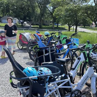 Bike parking along the trail