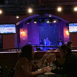 a band playing on stage